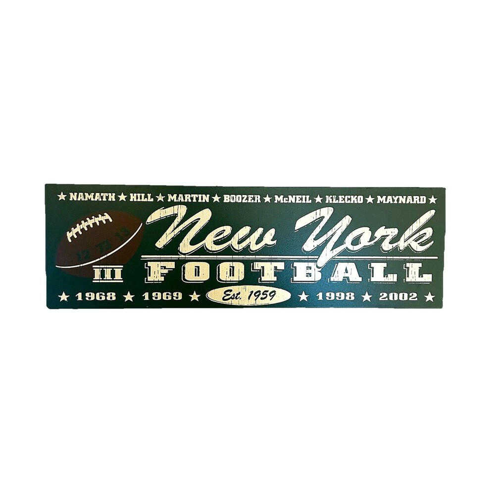 New York Jets Wooden Sign Namath Hill Martin Boozer McNeil Klecko Maynard 16 x 5